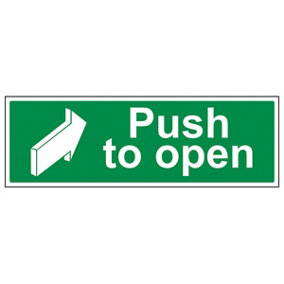 Push To Open Door Safety Sign - Glow in the Dark - 450x150mm (x3)