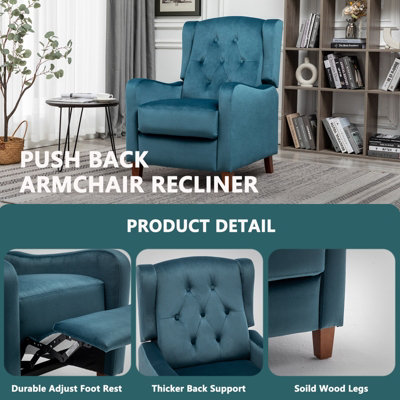 Wingback pushback clearance recliner