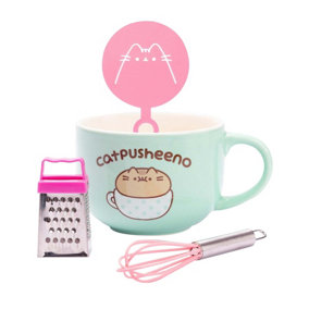 Pusheen Catpusheeno Mug and Stencil Set Turquoise/Pink (One Size)