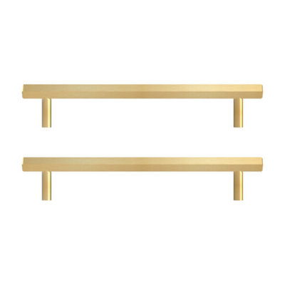 Pushka Home Set of 2 Solid Brass Hexagon Cabinet Handle 128mm - Gold