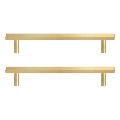 Pushka Home Set of 2 Solid Brass Slim Hexagonal Cabinet Bar Handle 320m - Gold