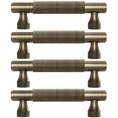 Pushka Home Set of 4 Solid Brass Knurled Bar Handle 632mm - Antique Gold