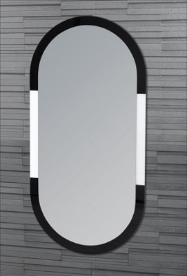 Putney Arched Oval Wall Mounted Black Framed Bathroom Mirror 80 x 40cm