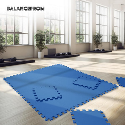 Puzzle Exercise Mat, BalanceFrom EVA Foam Interlocking Tiles, 24 sq ft ...