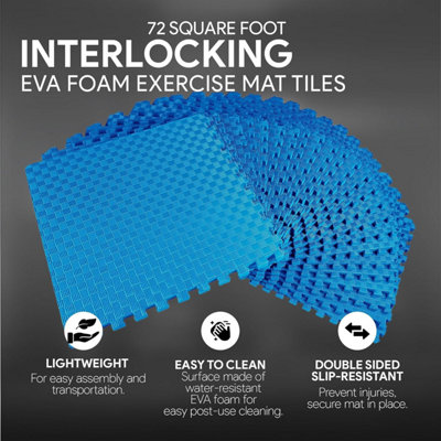 Puzzle Exercise Mat, BalanceFrom EVA Foam Interlocking Tiles, 72 sq ft ...