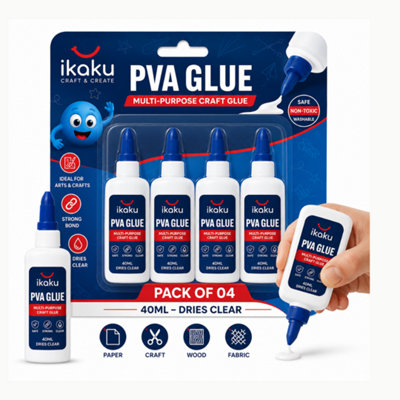 PVA Glue 4 Pack 40ml Bottles Multi Purpose White Craft Glue for Kids — free download