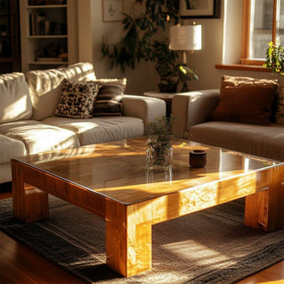 PVC Clear Plastic Square Tablecloth with Rounded Corners Protective Cover for Coffee & Dining Tables