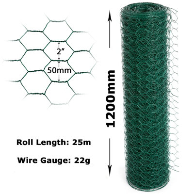 PVC Coated Green Chicken/Rabbit Wire Mesh Fencing Garden 50mm x