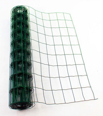 PVC Coated Wire Mesh Fencing Green Galvanised Garden Fence 90cm x 10m