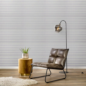 PVC Grey and White Stripes Non Pasted Wallpaper Roll 950cm