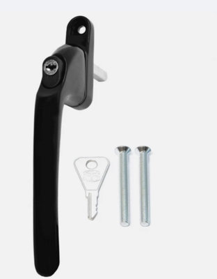 PVC-u Espag Inline 40mm Spindle Key Locking Window Handle - Black