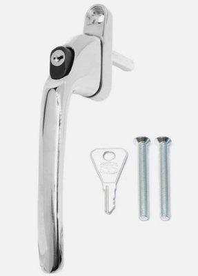 PVC-u Espag Inline 40mm Spindle Key Locking Window Handle - Polished Chrome