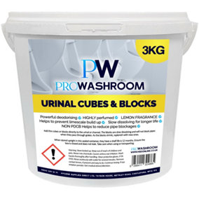 PW PROWASHROOM Urinal Channel Blocks 3KG - Lemon Fragrance - Non PDCB - Slow Dissolving - 30 Day Control