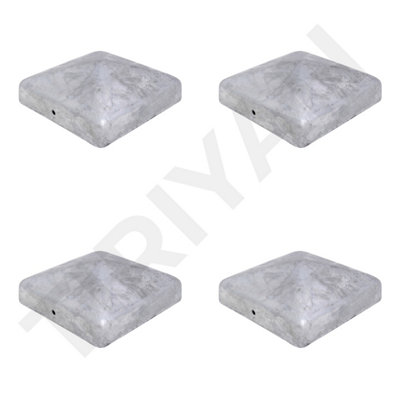 PYRAMID SQUARE METAL GALVANIZED FENCE / GATE POST CAP TOP 100mm x 100mm ...