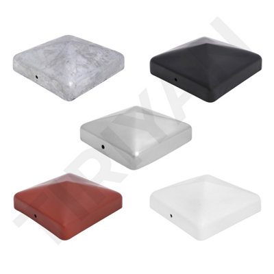 PYRAMID SQUARE METAL GALVANIZED FENCE / GATE POST CAP TOP 100mm x 100mm ...