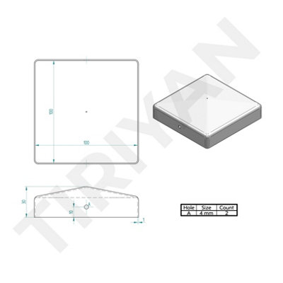 PYRAMID SQUARE WHITE FENCE / GATE POST CAP TOP 100mm x 100mm 4 Inch