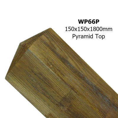 Pyramid Top Posts - Pressure Treated Scandinavian Redwood - L1800 x W150 x H150 mm