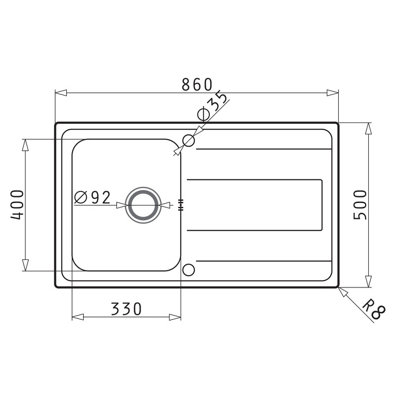 Pyramis ALEA 86 Stainless Steel 86cm Inset Kitchen Sink