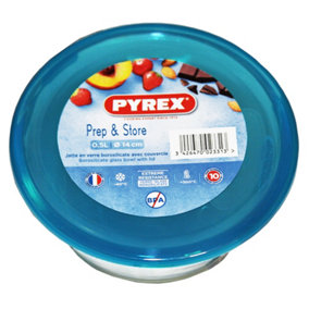 Pyrex Prep & Store Bowl Clear/Blue (0.5L)