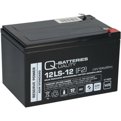 Q-Batteries 12LS-12 F2 12V 12Ah Sealed AGM Alarm and Electric Gate Battery (VdS)