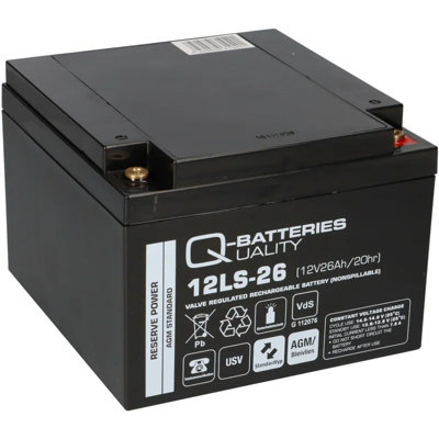 Q-Batteries 12LS-26 12V 26Ah AGM VRLA Battery with VdS