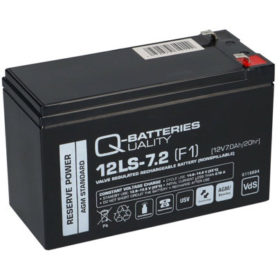 Q-Batteries 12LS-7.2 F1 12V 7Ah lead fleece AGM Alarm Battery (VdS)