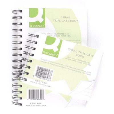 Q-Connect 8x5 inch Wire Bound Carbonless Triplicate Book