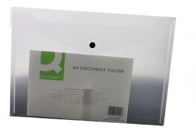 Q-Connect A4 Document Folder Plastic Clear Popper - Pack of 12
