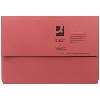 Q-Connect Document Wallet Foolscap Red (Pack of 50) KF23016