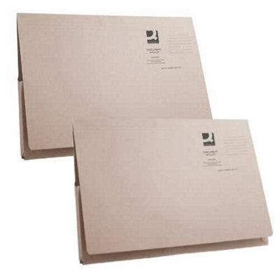 Q-Connect Long Flap Document Wallet Foolscap Buff (Pack of 50)