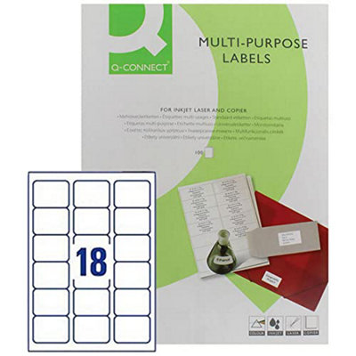 Q-Connect Multipurpose Labels 63.5 x 46.5 mm 18 Per Sheet White (1800 ...