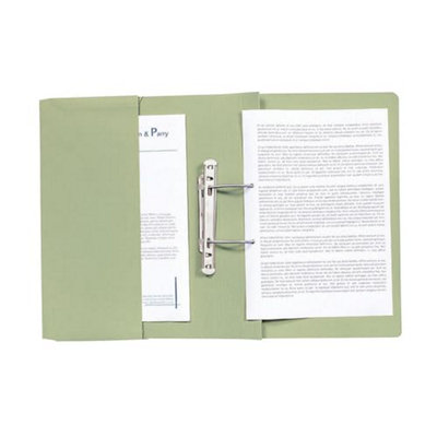 Q-Connect Transfer Pocket File 38mm Capacity Foolscap Green (Pack of 25)