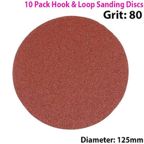 QTY 10 125mm 5 Inch Sanding Discs 80 Grit Orbit Sander Hook & Loop