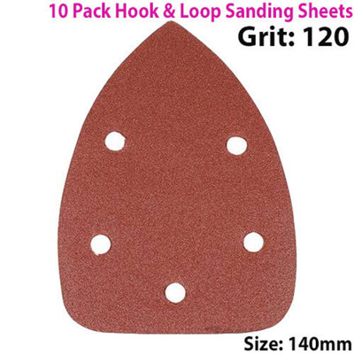 QTY 10 140mm 120 Grit Detail Sander Sheets Triangle Sanding Hook & Loop