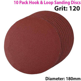 QTY 10 180mm 7 Inch Sanding Discs 120 Grit Orbit Sander Hook & Loop