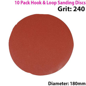 QTY 10 180mm 7 Inch Sanding Discs 240 Grit Orbit Sander Hook & Loop