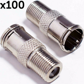 QTY 100 Quick Fit F Connector Male Plug To Female Adapter Push On RF Coaxial