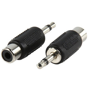 QTY 2 3.5mm Mono Plug to RCA Phono Socket Adapter Male Female Connector