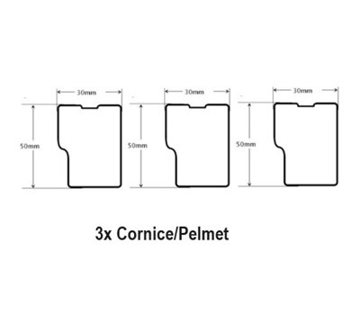 Qty 3X WTC Cashmere Gloss Vogue Lacquered Finish 3mtr Modern Square Cornice/Pelmet Trim