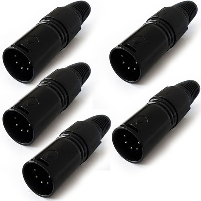 QTY 5 XLR 5 PIN Male Plug Solder DMX Lighting Connector For Cable DIY