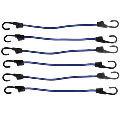 QTY 6 400mm Elastic Bungee Cords Straps Car Bike Luggage Hooks