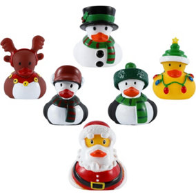 Quackers Set of 6 Christmas-Themed Rubber Bath Ducks for Kids - Fun Bath Toys for Toddlers - Safe and Colourful Bathtub Play Set