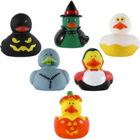Quackers Spooky Fun with Set of 6 Halloween-Themed Rubber Duck Bath Toys - Perfect for Festive Bath Time and Halloween Decorations
