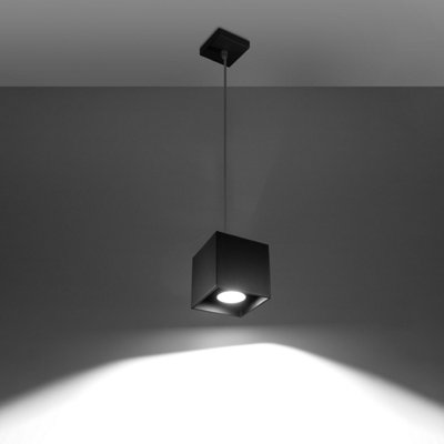 Quad Aluminium Black 1 Light Classic Pendant Ceiling Light