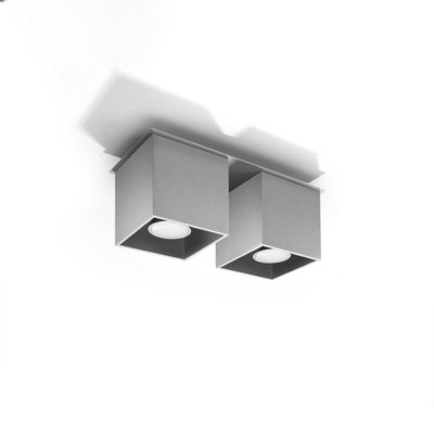 Quad Aluminium Grey 2 Light Classic Ceiling Light