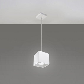 Quad Aluminium White 1 Light Classic Pendant Ceiling Light