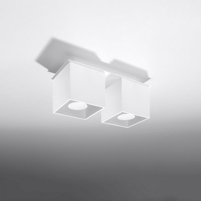 Quad Aluminium White 2 Light Classic Ceiling Light