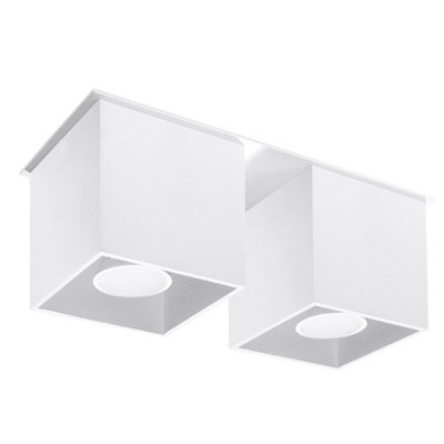 Quad Aluminium White 2 Light Classic Ceiling Light