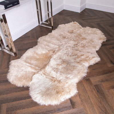 Quad Beige Sheepskin Rug - 4 Pelt