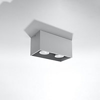 Quad Maxi Aluminium Grey 2 Light Classic Ceiling Light